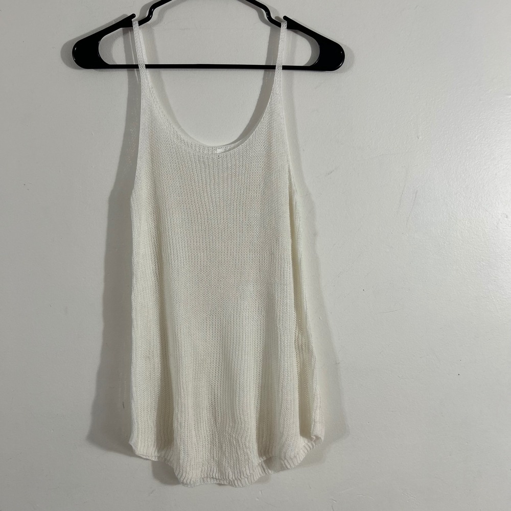 Unbranded Crochet Knit Tank Top Womens Small White Spaghetti Strap BOHO